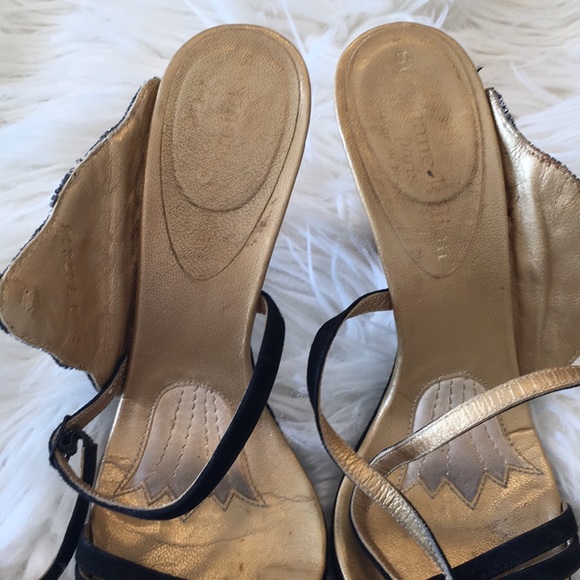 Stephane Kelian Paris Black Suede Beaded Heels/Sandals - Picture 13 of 16